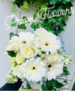 White and Blue Prom Bouquet 