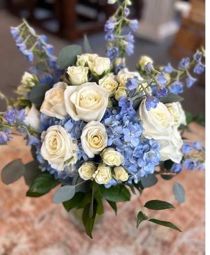 White and Blue Wedding Bouquet