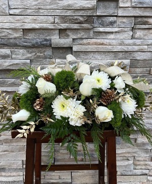 White and Green and Gold Casket Spray sympathy 