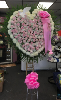 WHITE AND PINK HEART Standing Sprays