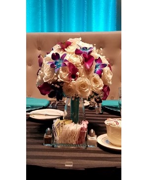 White and Purple Passion Wedding Bouquet