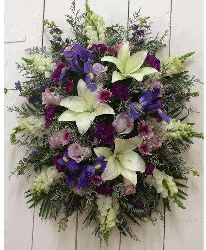 White and purple spray 