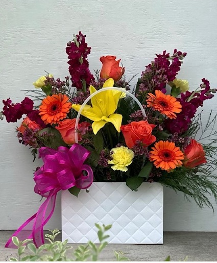 WHITE BAG LADY  PURSE OF MULTI COLORED FLORALS TO BRIGHTEN ANYONES DAY ON MOTHER'S DAY