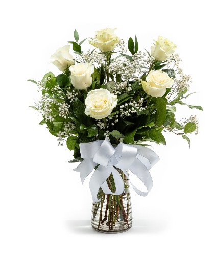 White Beauty- Half Dozen Vase Arrangement 