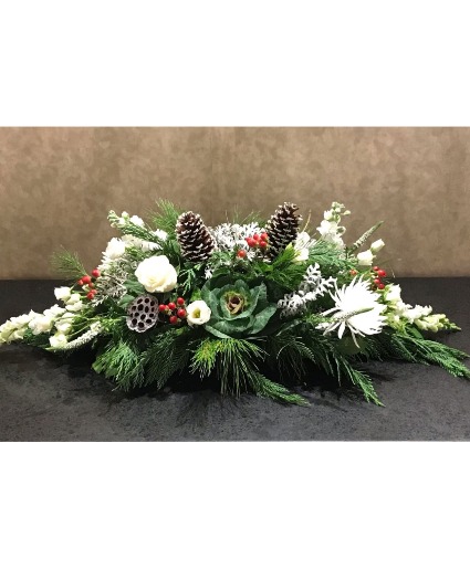 White Beauty Long and Low Centerpiece