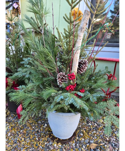 White Birch Porch Pot Out door Porch Pot
