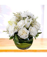 Peaceful: White  Round Vase Arrangement