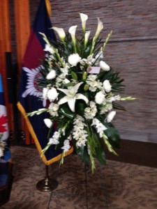 WHITE CALA LILY STANDING SPRAY FUNERAL