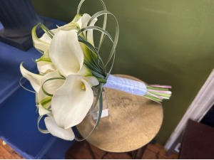 white MINI calla lily  hand tied bouquet 