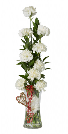 White Carnation Tower Vase Arrangement