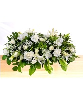 Peaceful: White Blanket Style Casket Spray