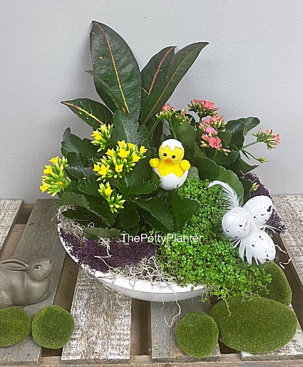 White Ceramic Easter Planter 