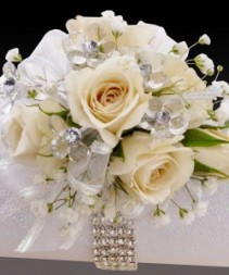 White crystal corsage 
