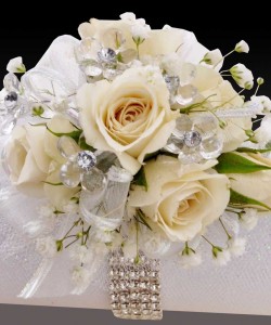 White crystal corsage 