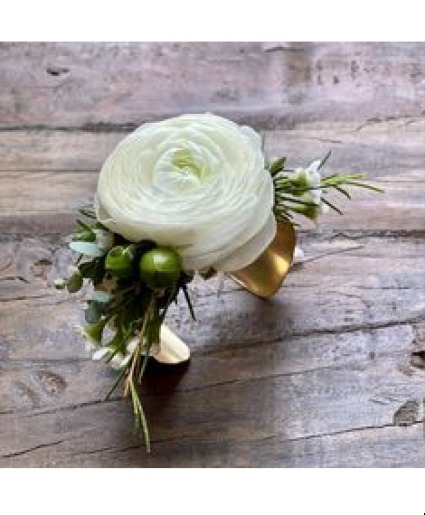White cuff wrist corsage