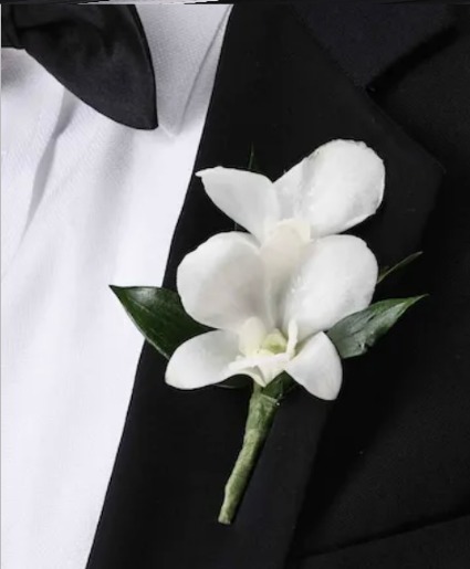 White Dendrobium Orchid Boutonniere Boutonniere
