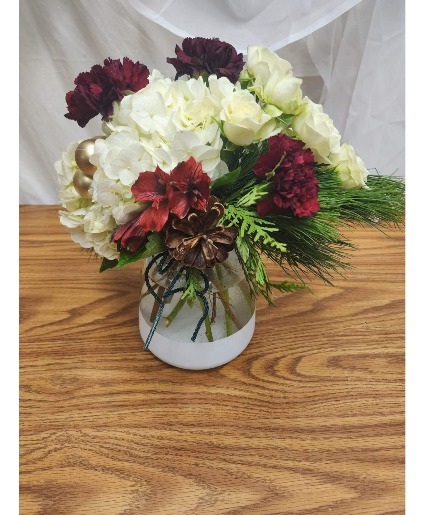 White Dipped Christmas Arrangment Christmas Signature 