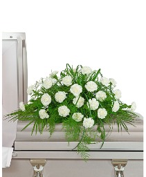 White Divinity Casket Spray Flower Arrangement