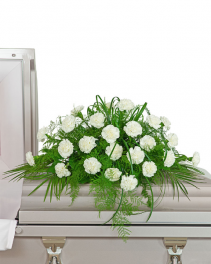 White Divinity Casket Spray Sympathy Arrangement