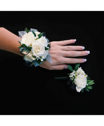 White Elegance Corsage and Boutonniere