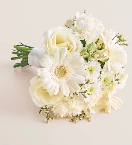 white flowers bouquet hand tied prom bouquet 