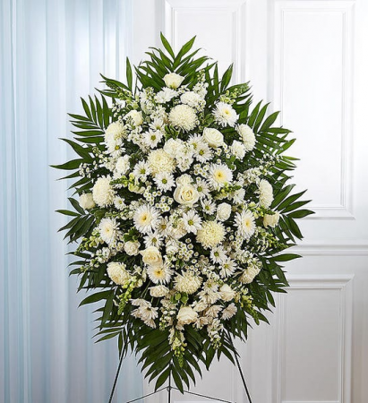 WHITE FUNERAL STANDING SPRAY 
