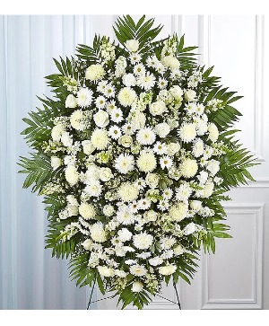White Funeral Standing Spray sympathy arrangements