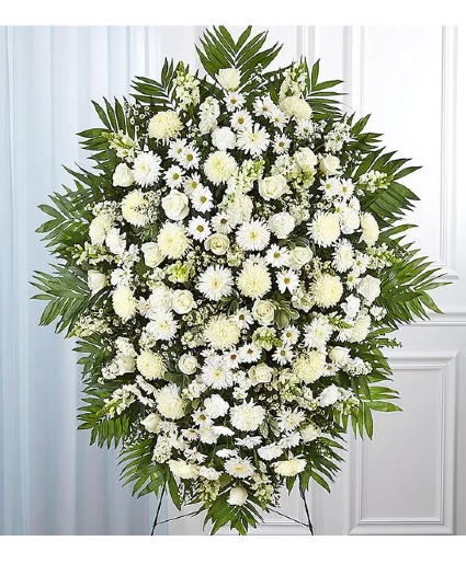 White Funeral Standing Spray sympathy arrangements