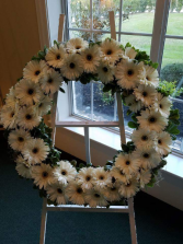 White Gerber Wreath Standing Wreath