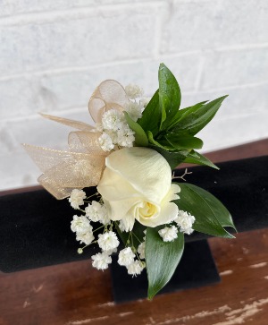 White & Gold Boutonniere  Prom Boutonniere
