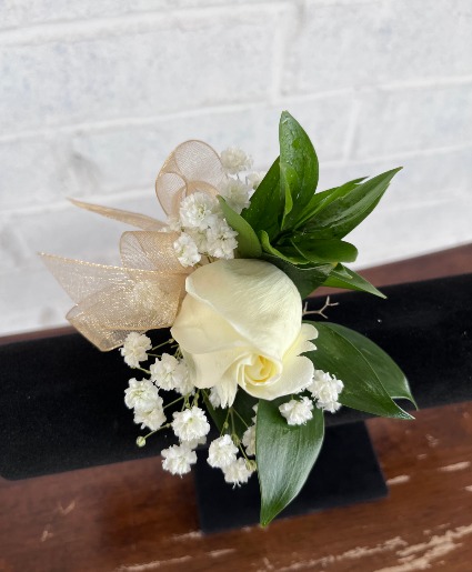 White & Gold Boutonniere  Prom Boutonniere