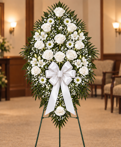 White Grace Standing Spray. Call Us for Faster Service & Daily Specials: (915) 303-8500 Text Us to Order Anytime: (915) 505-3708 Your trusted source for Flowers & Delivery in El Paso TX 