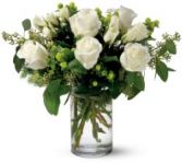 White Half Dozen Roses and Spray Roses Arranged