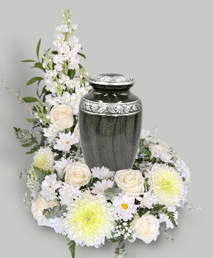 White Halo Cremation Flowers