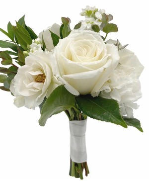 white hand held bouquet  