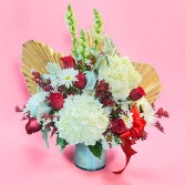 White Hydrangea and Red Roses 