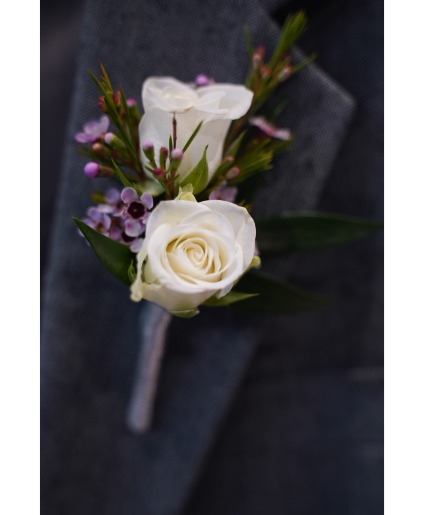 White & Lavender Magnetic Boutonniere in South Milwaukee, WI - PARKWAY  FLORAL INC.