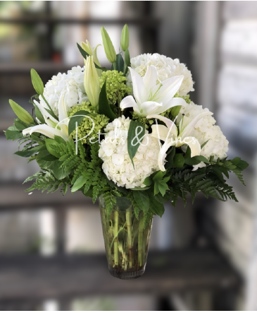 White Linen and Lilies Floral Arrangement in Key West, FL | Petals & Vines