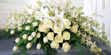 White Memento Casket Spray in Fernandina Beach, FL | Dottie B Florist