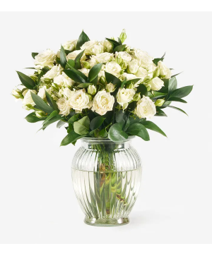 White Mini Roses Vase white spray roses filler flower will vary 