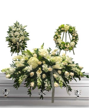 White Mixed 3 piece set funeral flowers in Jacksonville, FL