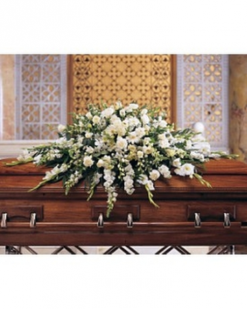 White Mixed Casket Spray Casket Spray in Edmonton, AB | PETALS ON THE TRAIL