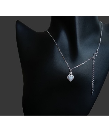 White Opal Heart Necklace   in Hyattsville, MD | Rosemery's Flower & Jewelry