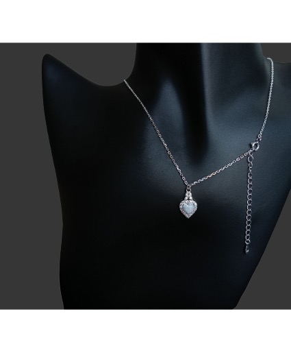 White Opal Heart Necklace  