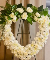 White Open Heart Standing Spray