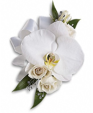 White Orchid and Rose Corsage Wrist Corsage