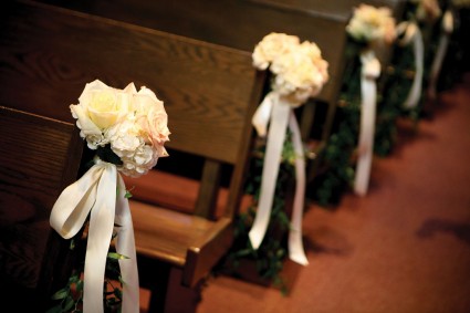 White Pew Bows 