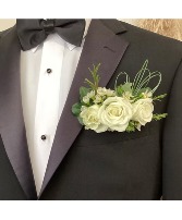 White Pocket Square Boutonierre  Prom Boutonniere