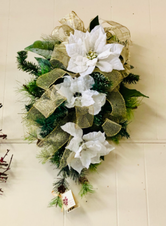 White Poinsettias Silk Swag
