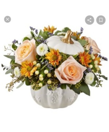 white pumpkin centerpiece Floral Design